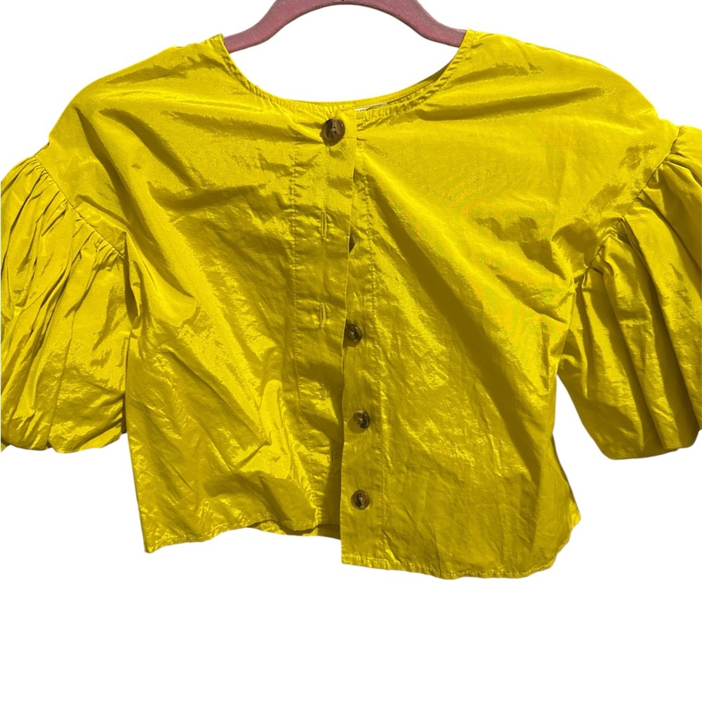 Vibrant Yellow Puff Sleeve Blouse